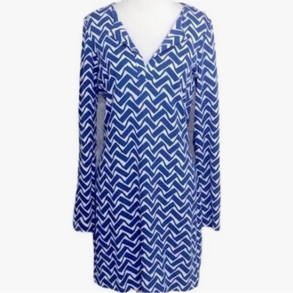 DIANE VON FURSTENBERG || Reina Chevron Printed Dress. Sz. 8 - Picture 2 of 15